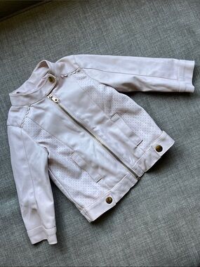 Max Studio Kids Pink Moto Faux Leather Jacket Coat 12M